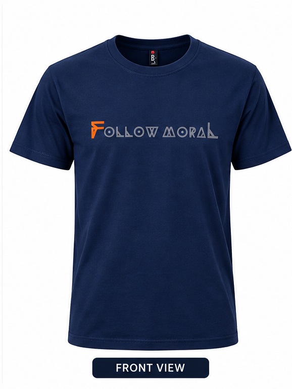 Navy Blue Follow Moral Graphic T-Shirt