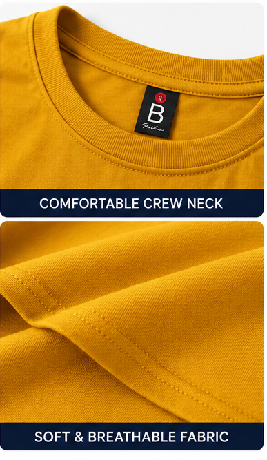Mustard Yellow Minimalist Graphic T-Shirt - Image 5